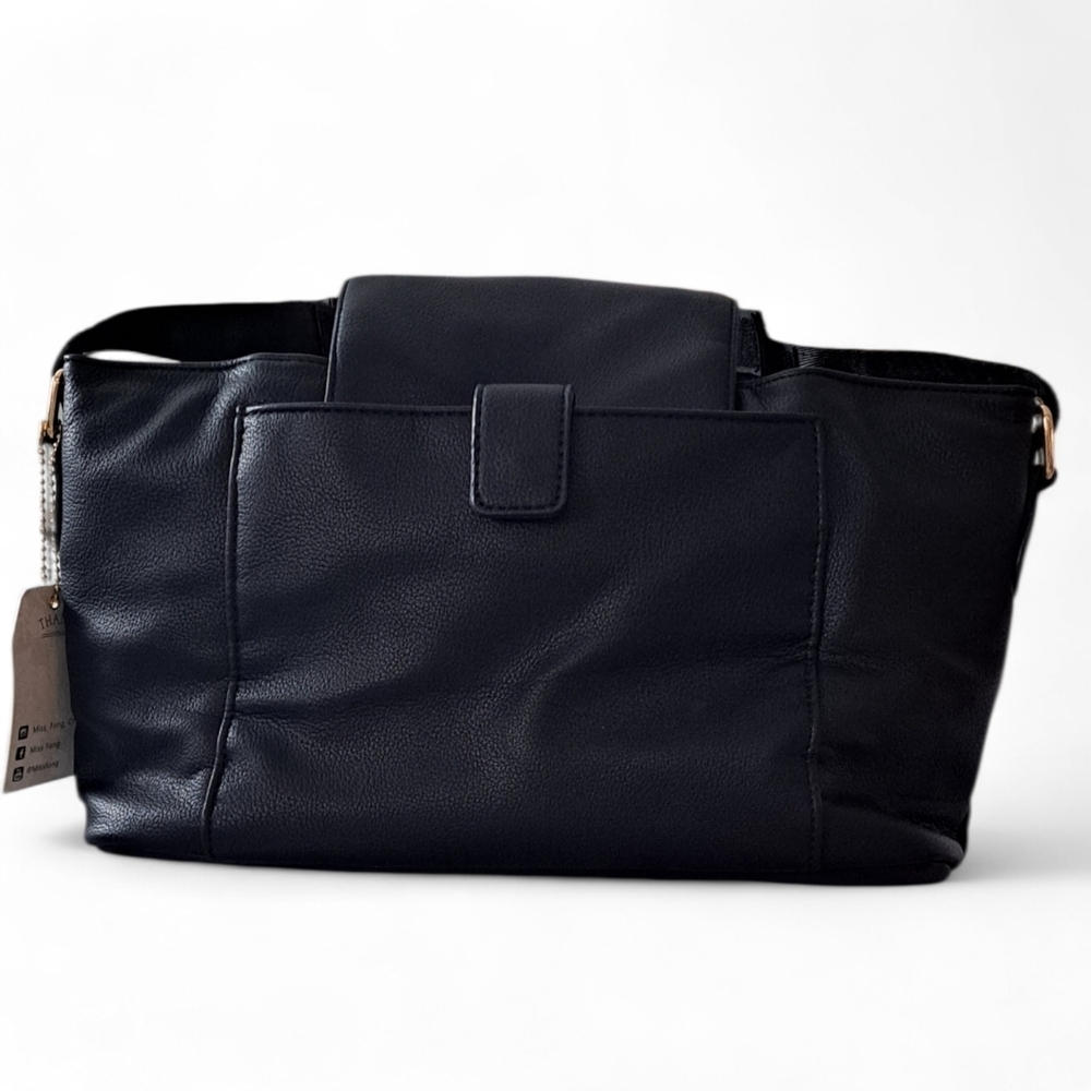 Miss Fong Stroller Organizer Black Faux Leather Cup Holder Storage Bag - Picture 2 of 5